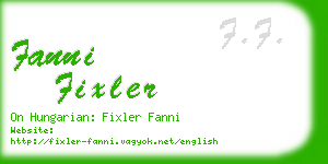 fanni fixler business card